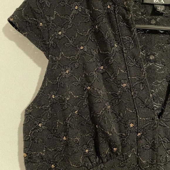 y2k BCX black mesh lace top, fitted metallic gold sz large retro vintage dressy - Picture 5 of 8